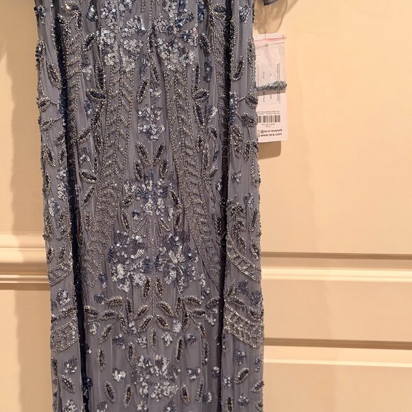 Lara Cape Sleeve Blue V-Neck Beaded Gown, Mother of the Bride, Brand New w Tags - Picture 10 of 12